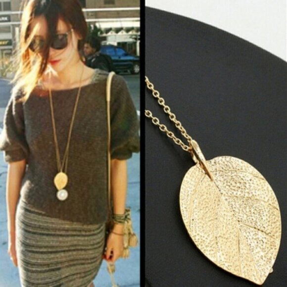 Boho Jewelry Leaf Design Pendant Necklace - Picture 1 of 5